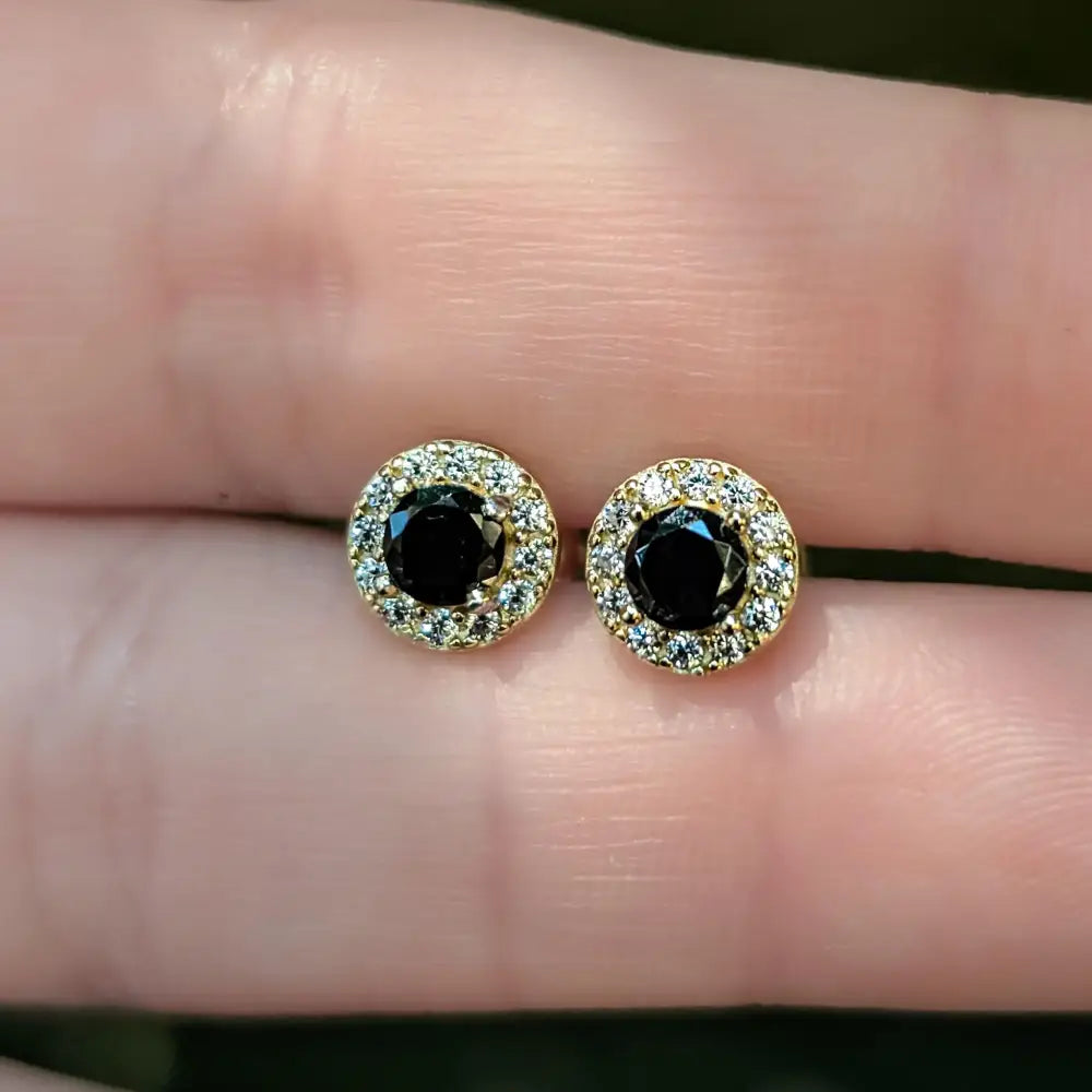 Halo Stud - Onyx Earrings Handmade Handcrafted