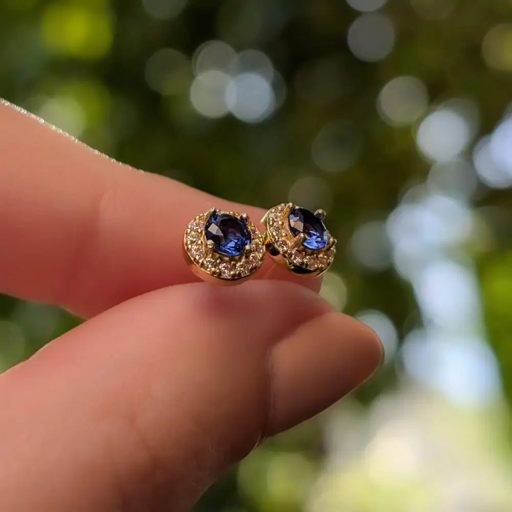 Halo Stud - Sapphire Earrings Handmade Handcrafted