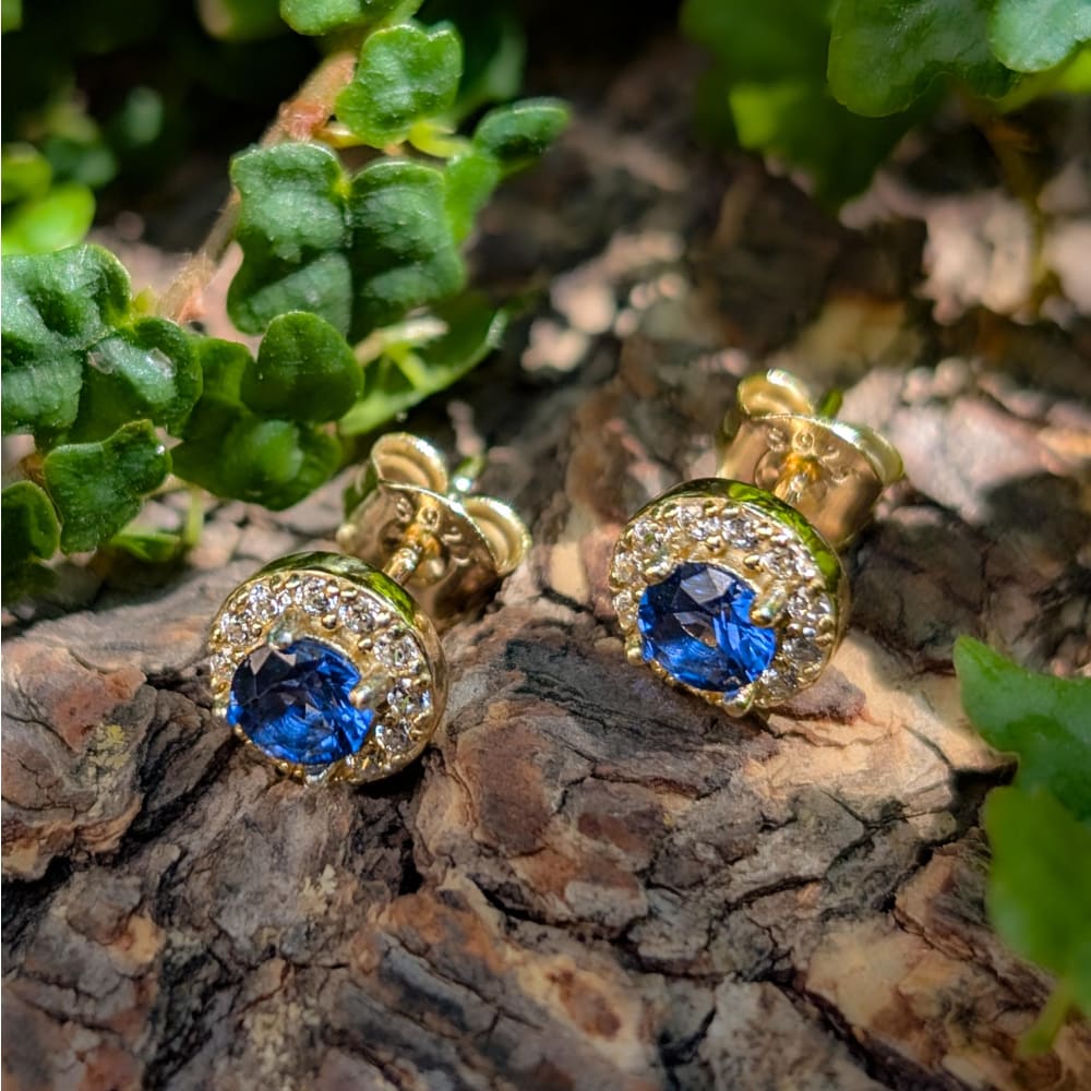 Halo Stud - Sapphire Earrings Handmade Handcrafted