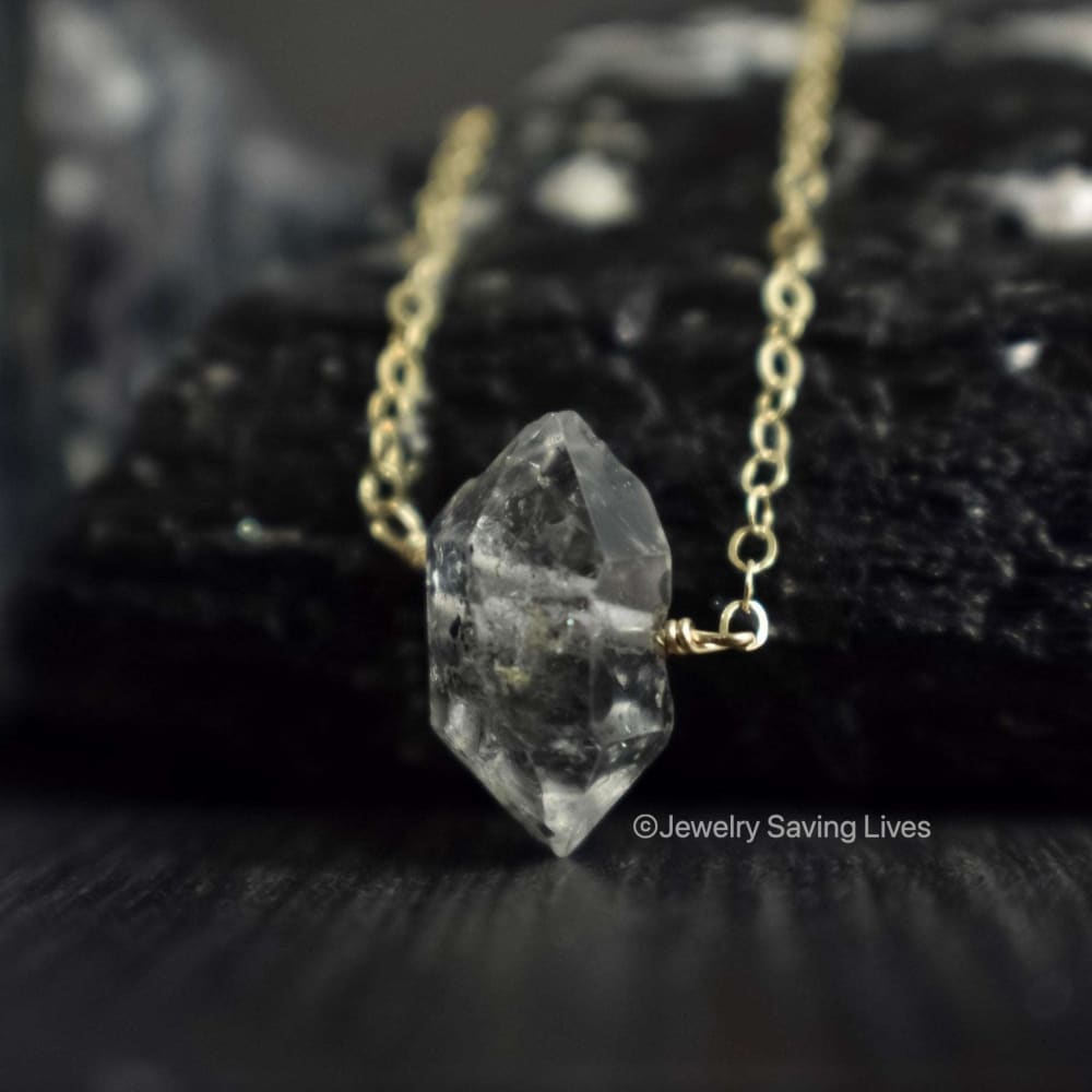 Herkimer Diamond Bar Necklace Necklaces Handmade Handcrafted
