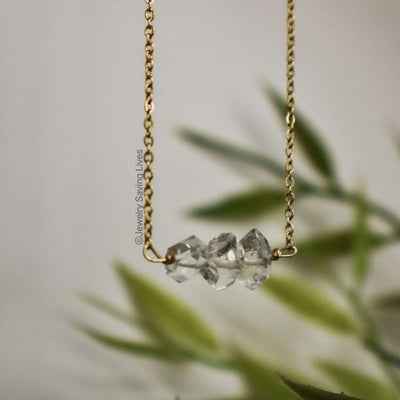 Herkimer Diamond Bar Necklace Necklaces Handmade Handcrafted