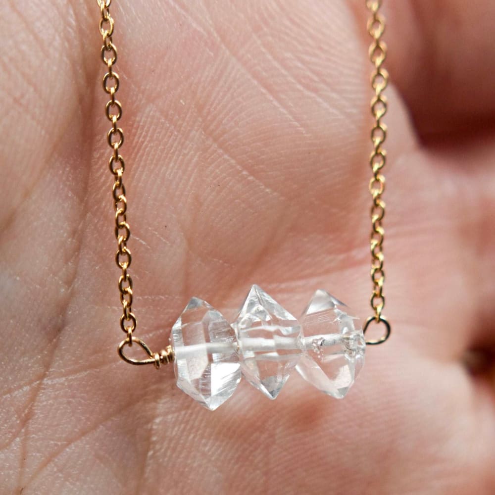 Herkimer Diamond Bar Necklace Necklaces Handmade Handcrafted