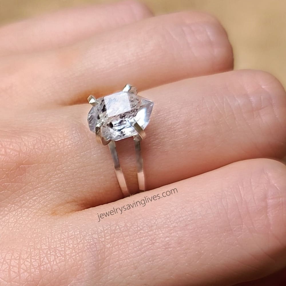 Herkimer Ring - Double Band Rings Handmade Handcrafted