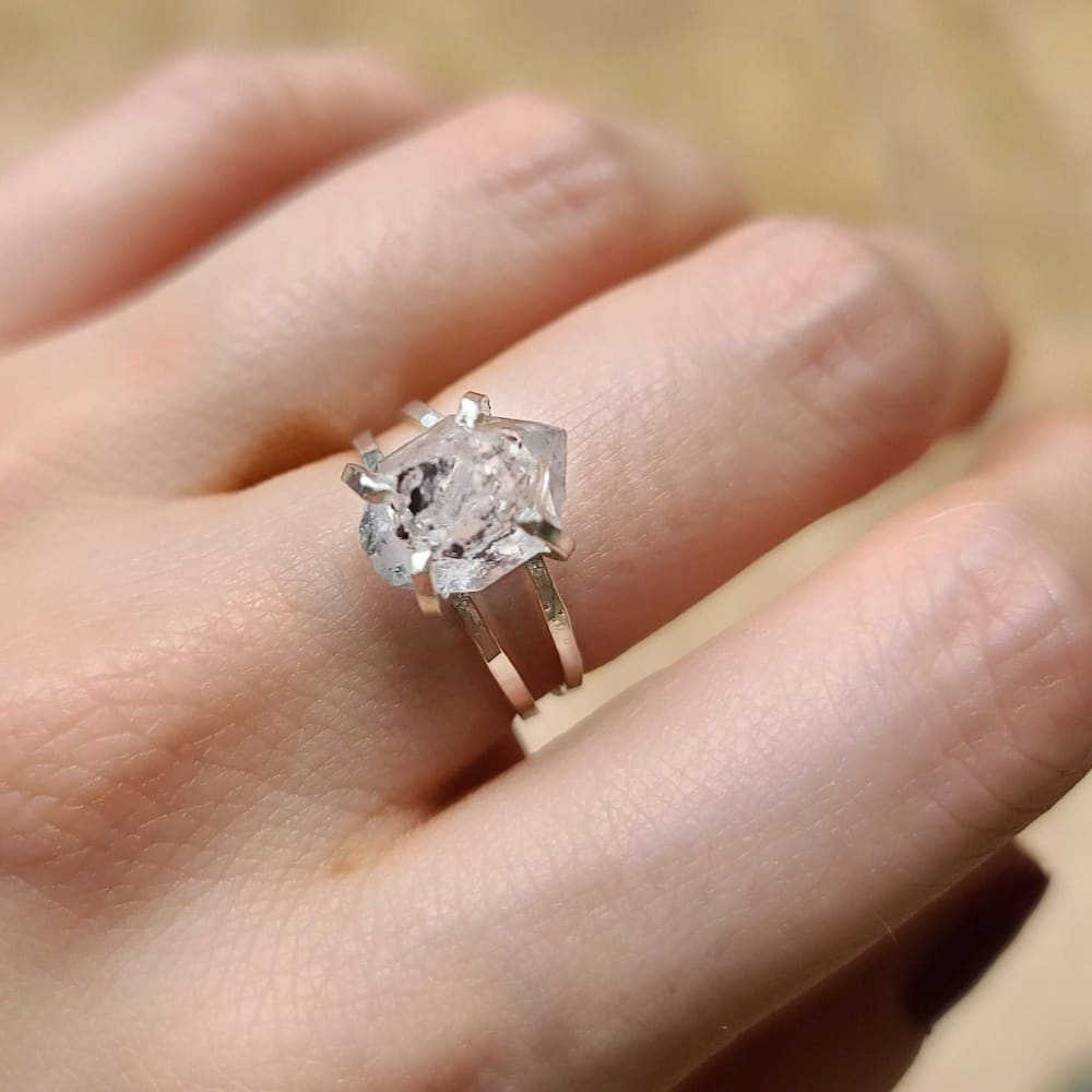 Herkimer Ring - Double Band Rings Handmade Handcrafted