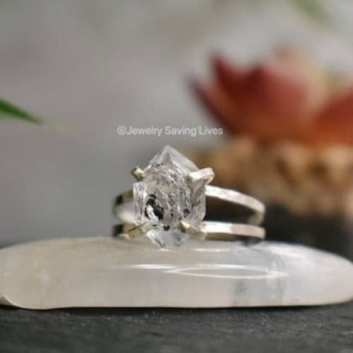 Herkimer Ring - Double Band Rings Handmade Handcrafted