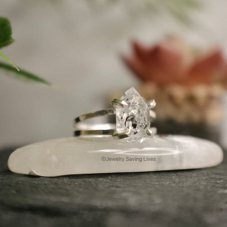 Herkimer Ring - Double Band Rings Handmade Handcrafted