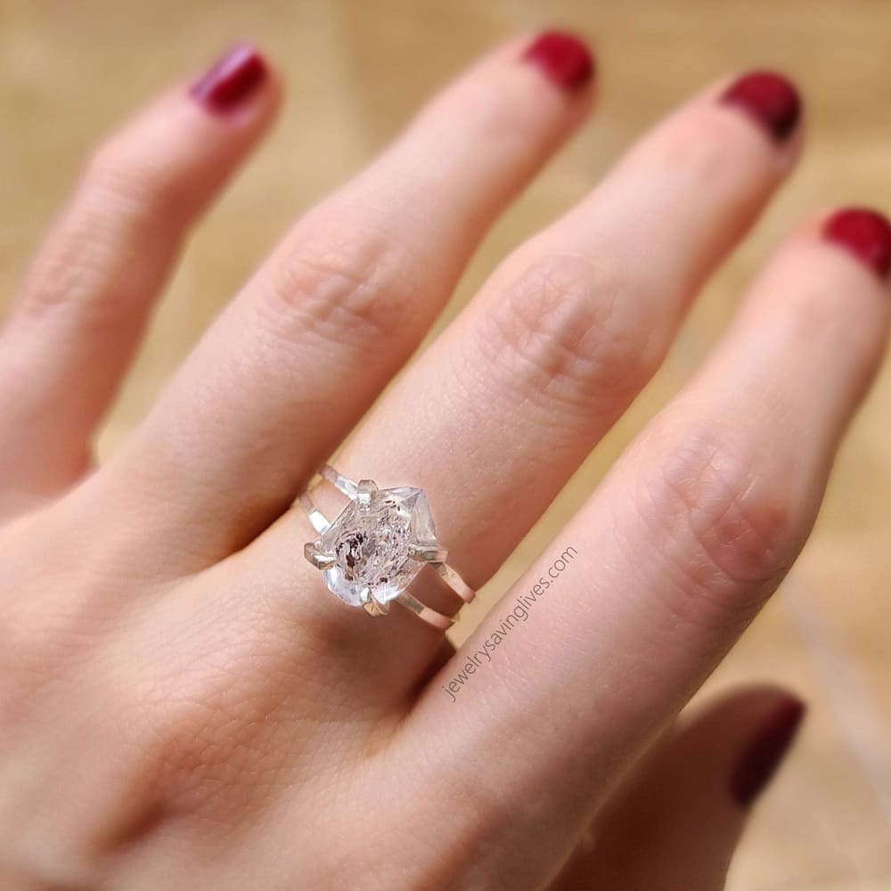 Herkimer Ring - Double Band Rings Handmade Handcrafted
