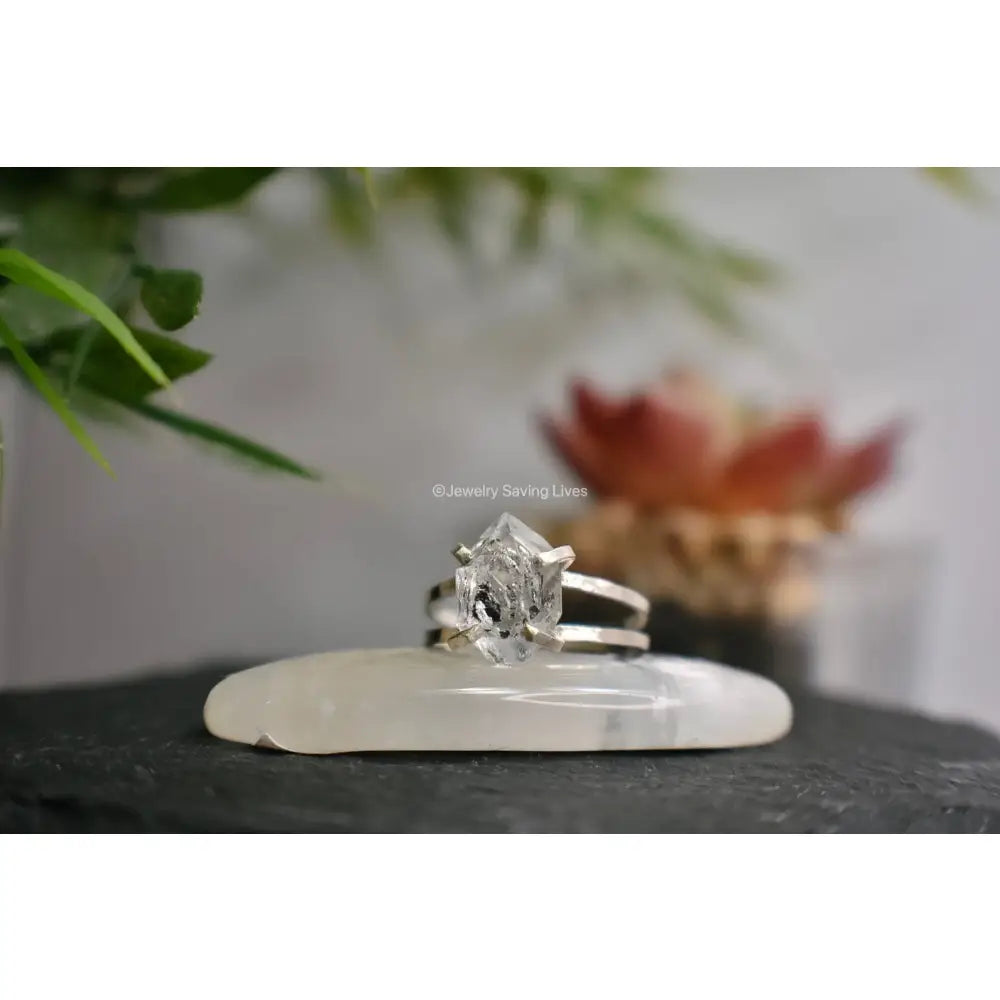 Herkimer Ring - Double Band Rings Handmade Handcrafted