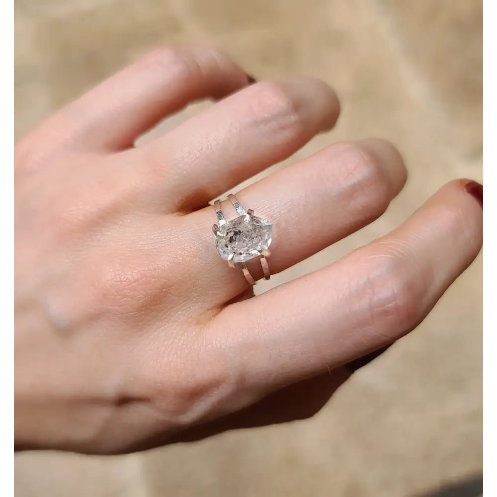 Herkimer Ring - Double Band Rings Handmade Handcrafted