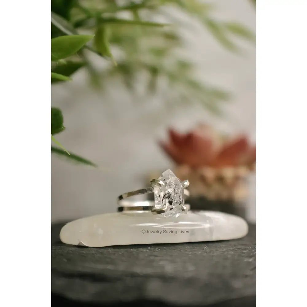 Herkimer Ring - Double Band Rings Handmade Handcrafted