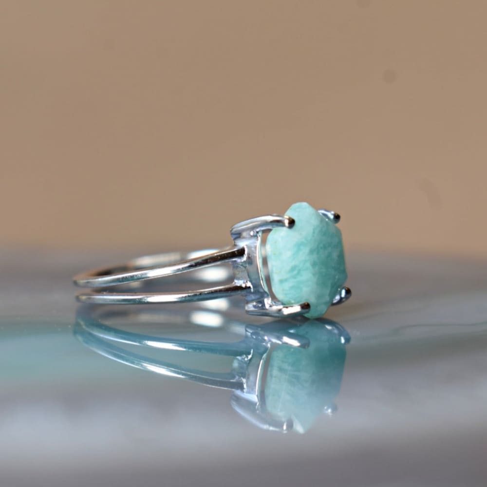 Hexagon Amazonite Ring Rings Handmade Handcrafted