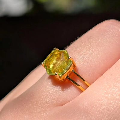 Hexagon Doublet Peridot Ring Rings Handmade Handcrafted
