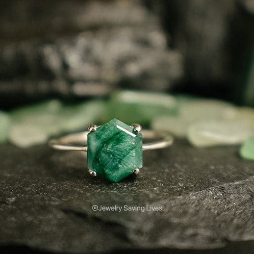 Hexagon Emerald Ring Rings Handmade Handcrafted