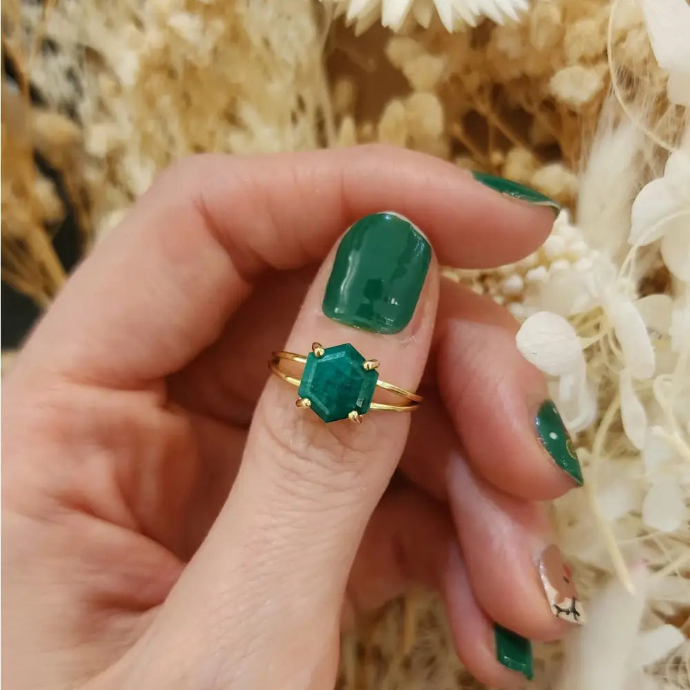 Hexagon Emerald Ring Rings Handmade Handcrafted
