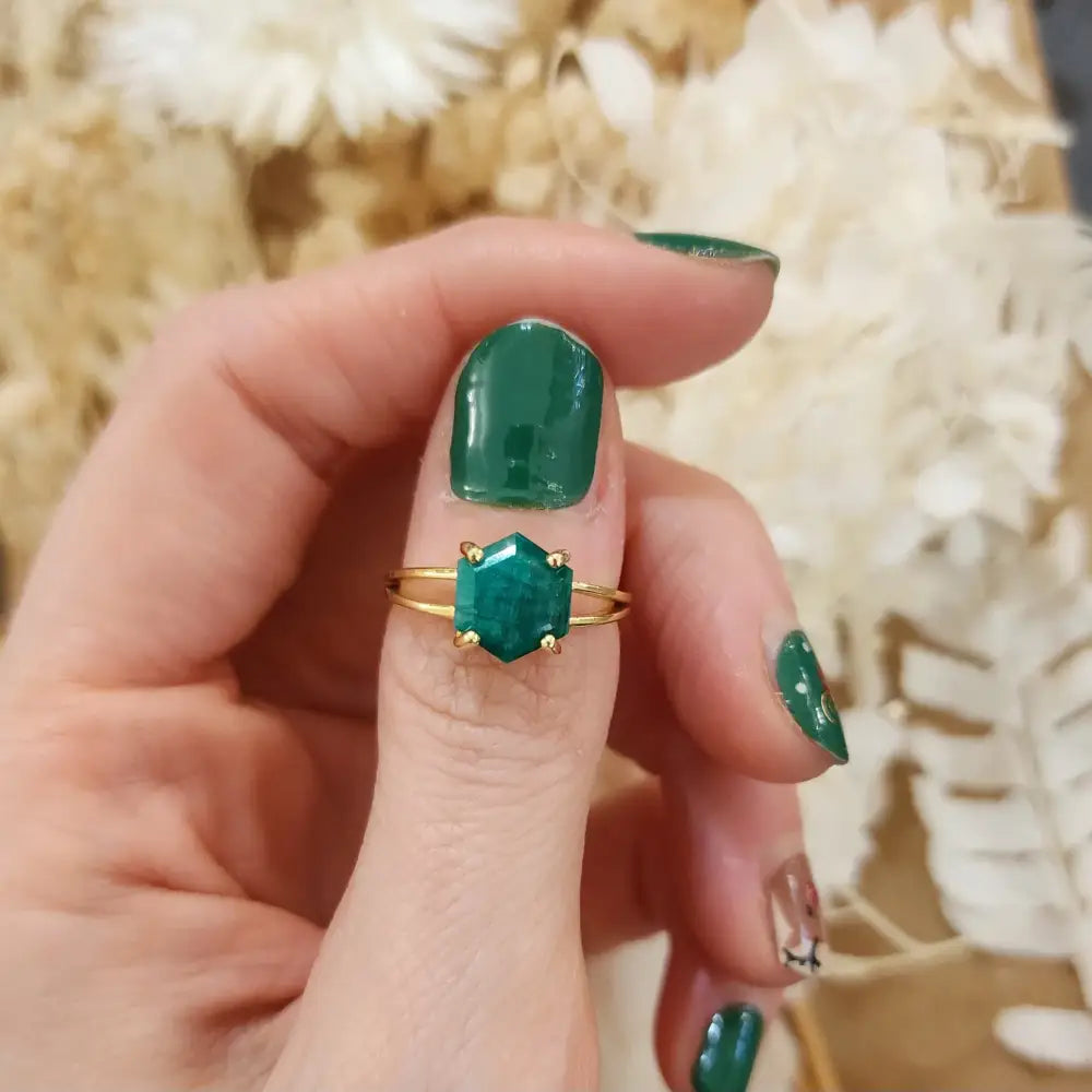 Hexagon Emerald Ring Rings Handmade Handcrafted