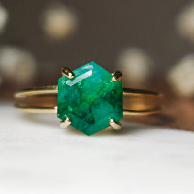 Hexagon Emerald Ring Rings Handmade Handcrafted