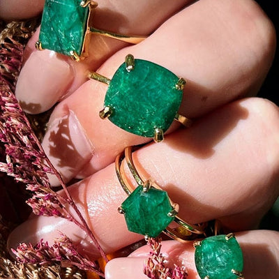 Hexagon Emerald Ring Rings Handmade Handcrafted