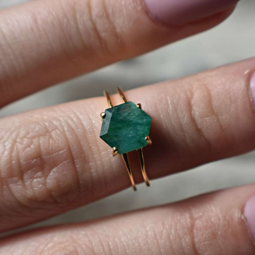 Hexagon Emerald Ring Rings Handmade Handcrafted