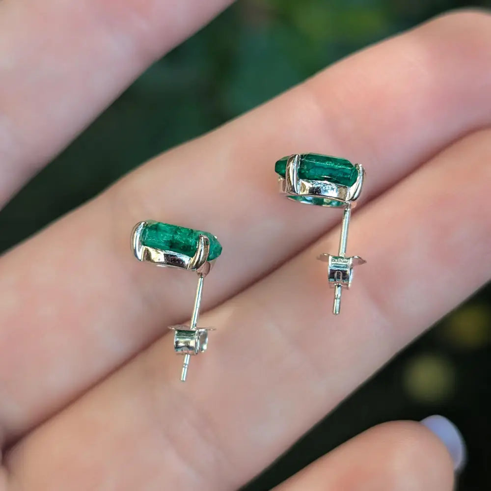 Hexagon Emerald Stud Earrings Earrings Handmade Handcrafted