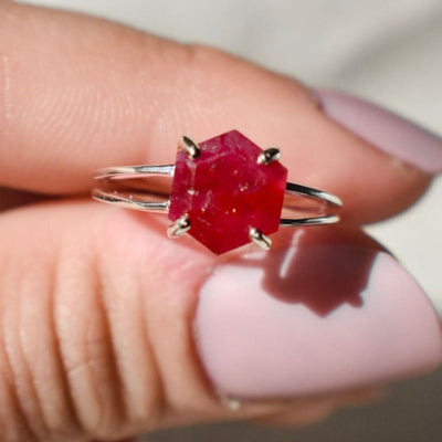 Hexagon Ruby Ring Rings Handmade Handcrafted