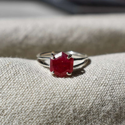 Hexagon Ruby Ring Rings Handmade Handcrafted