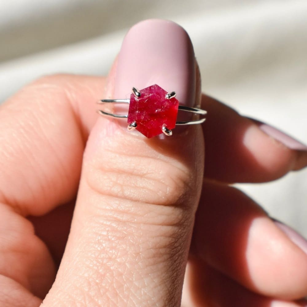 Hexagon Ruby Ring Rings Handmade Handcrafted