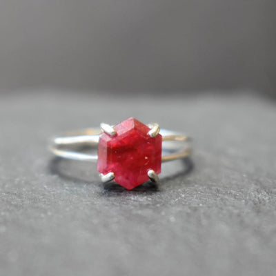 Hexagon Ruby Ring Rings Handmade Handcrafted