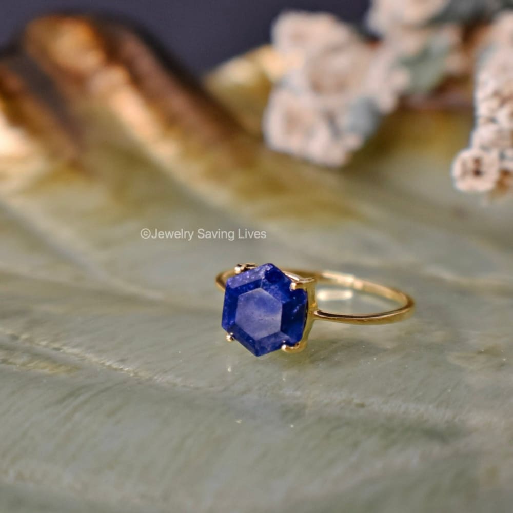 Hexagon Sapphire Ring Rings Handmade Handcrafted