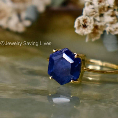 Hexagon Sapphire Ring Rings Handmade Handcrafted