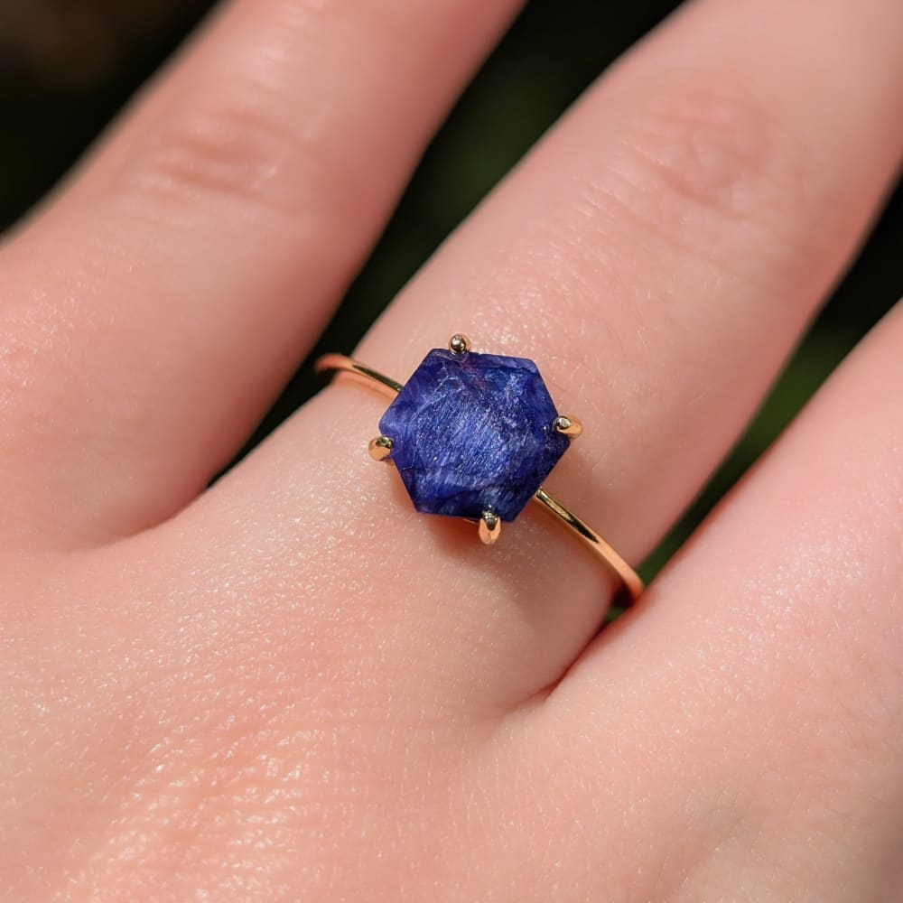 Hexagon Sapphire Ring Rings Handmade Handcrafted