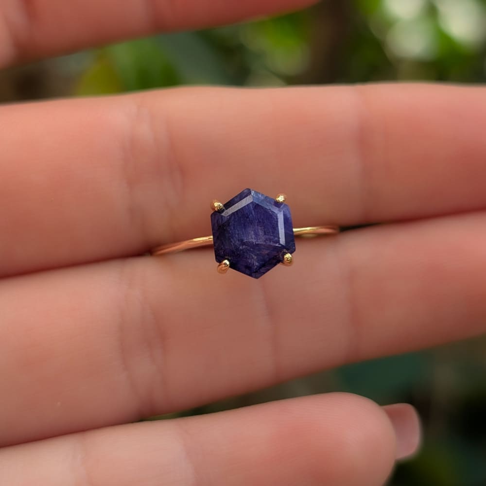 Hexagon Sapphire Ring Rings Handmade Handcrafted