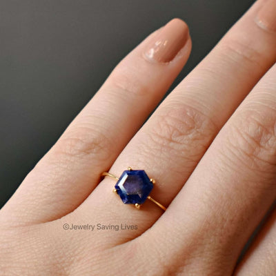 Hexagon Sapphire Ring Rings Handmade Handcrafted