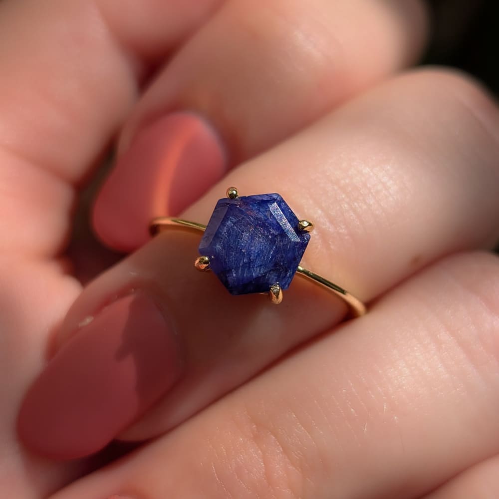 Hexagon Sapphire Ring Rings Handmade Handcrafted