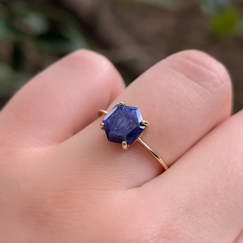 Hexagon Sapphire Ring Rings Handmade Handcrafted