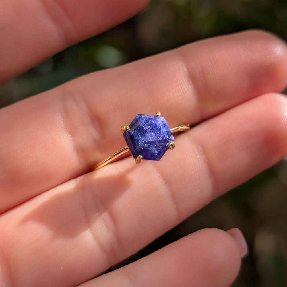 Hexagon Sapphire Ring Rings Handmade Handcrafted