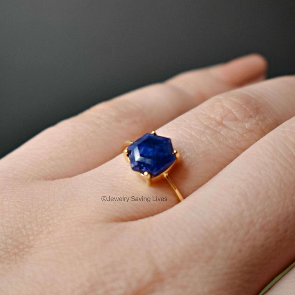 Hexagon Sapphire Ring Rings Handmade Handcrafted