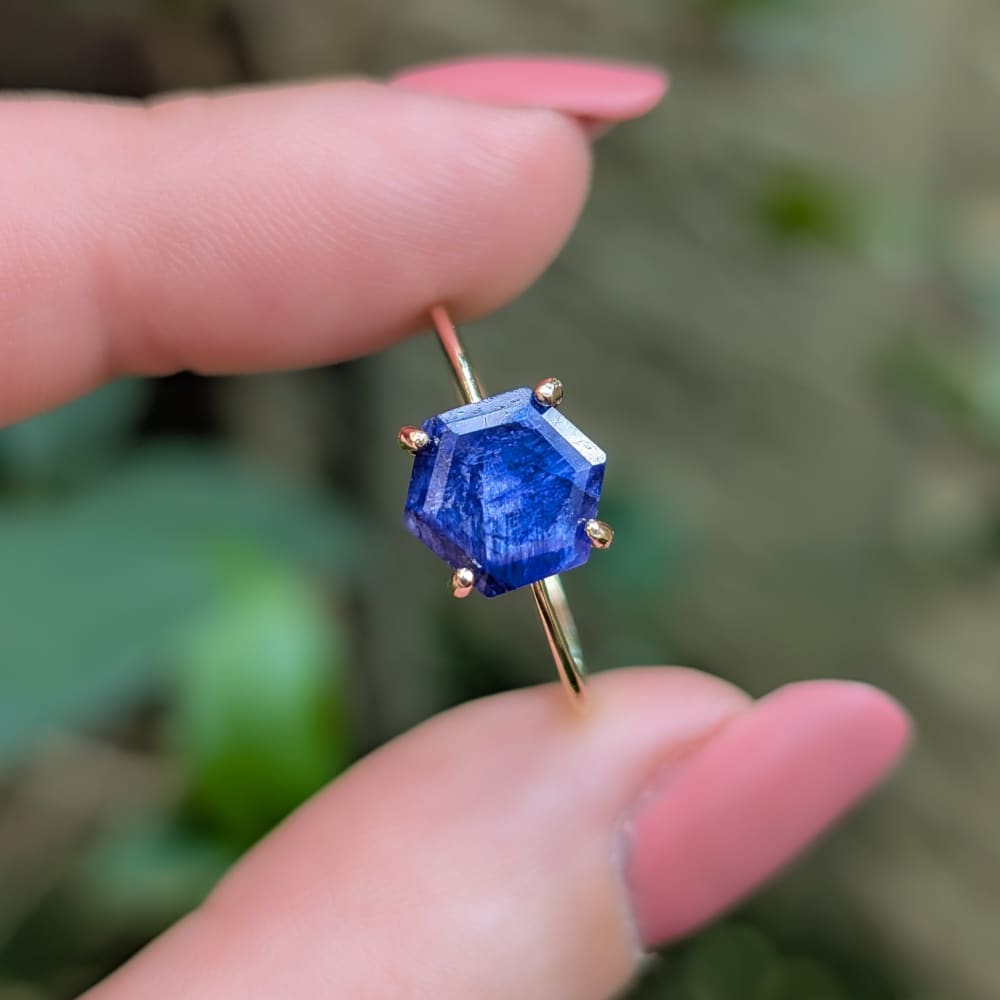 Hexagon Sapphire Ring Rings Handmade Handcrafted