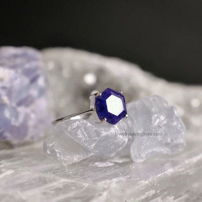 Hexagon Sapphire Ring Rings Handmade Handcrafted