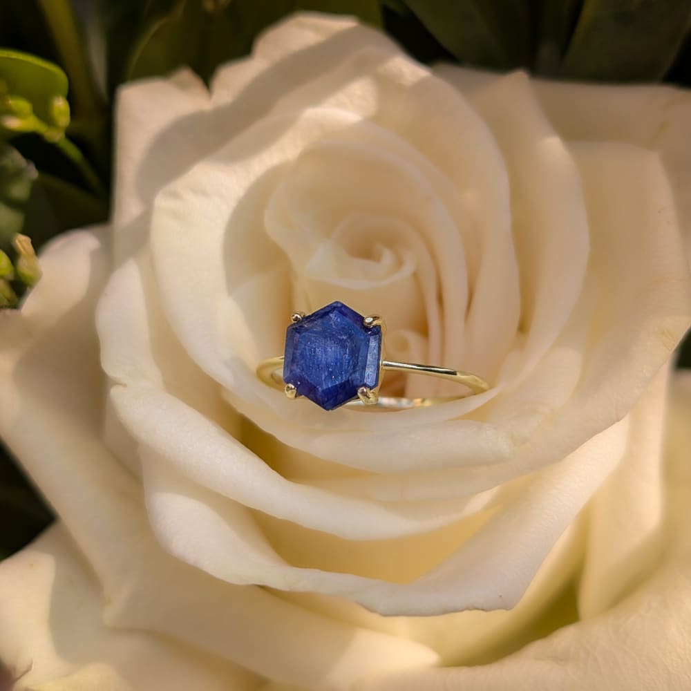 Hexagon Sapphire Ring Rings Handmade Handcrafted