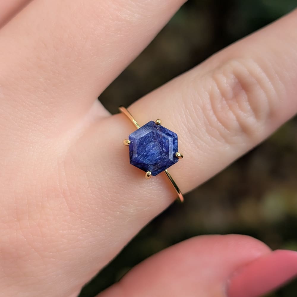 Hexagon Sapphire Ring Rings Handmade Handcrafted