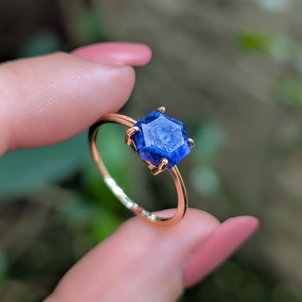 Hexagon Sapphire Ring Rings Handmade Handcrafted