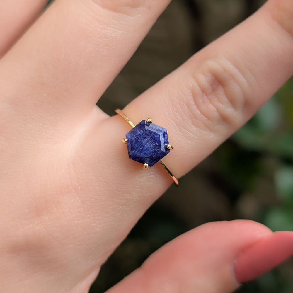 Hexagon Sapphire Ring Rings Handmade Handcrafted