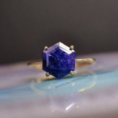 Hexagon Sapphire Ring Rings Handmade Handcrafted