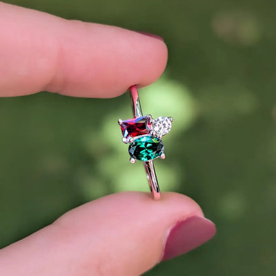 Holiday 3 Stone Cluster Ring Rings Handmade Handcrafted