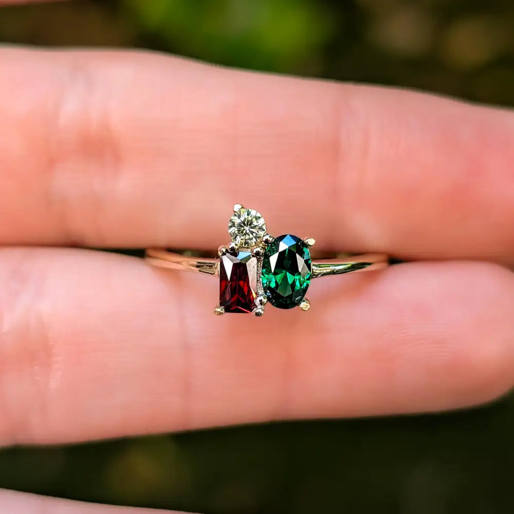 Holiday 3 Stone Cluster Ring Rings Handmade Handcrafted