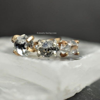 Horizontal Herkimer Diamond Ring Rings Handmade Handcrafted