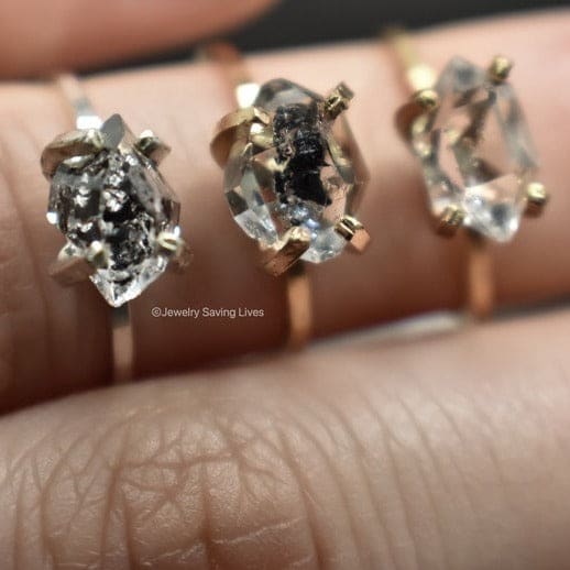 Horizontal Herkimer Diamond Ring Rings Handmade Handcrafted