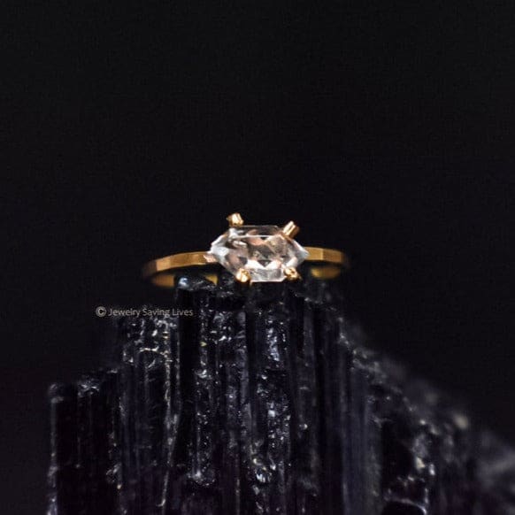 Horizontal Herkimer Diamond Ring Rings Handmade Handcrafted