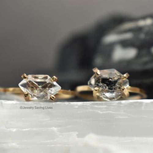 Horizontal Herkimer Diamond Ring Rings Handmade Handcrafted