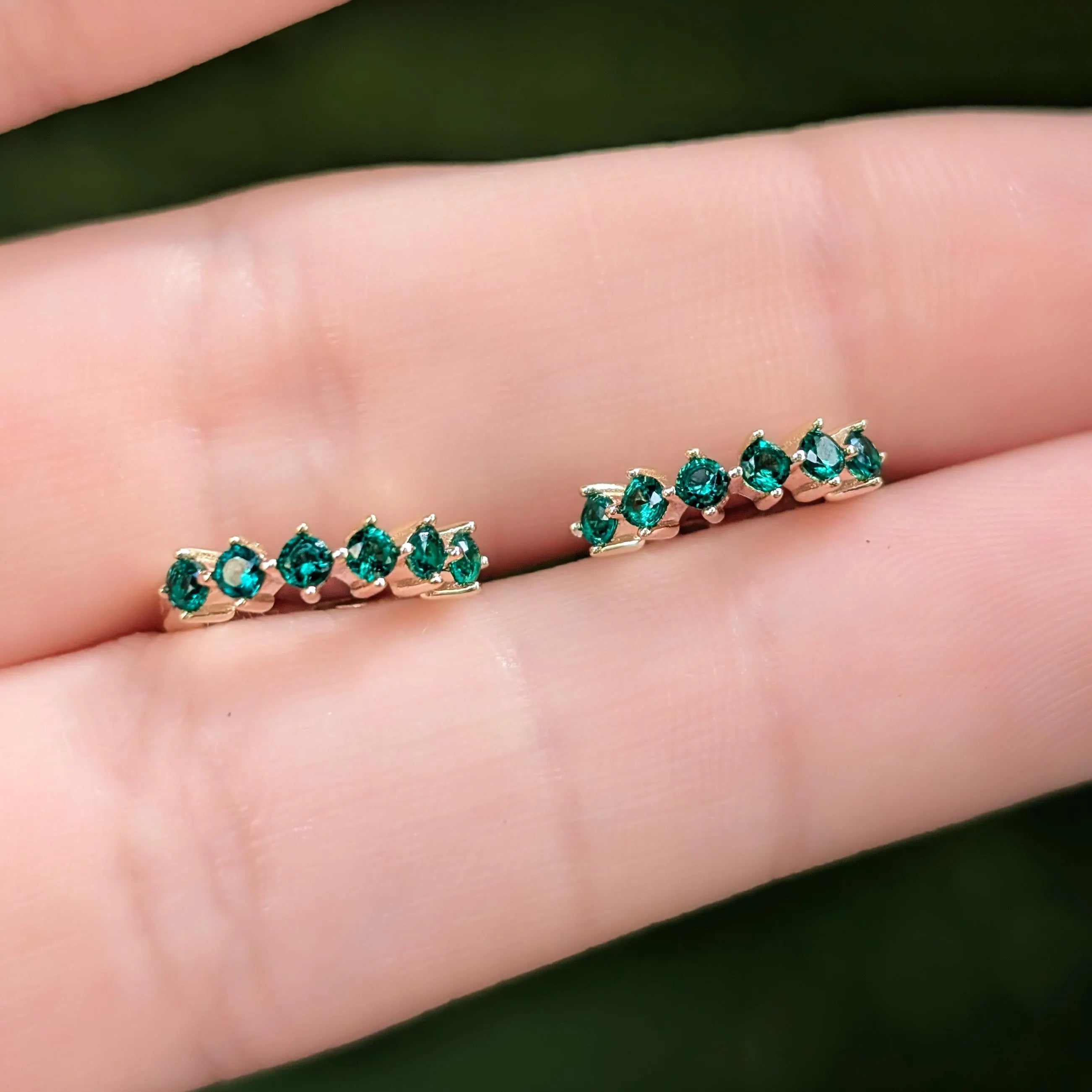 Small Emerald Hoops